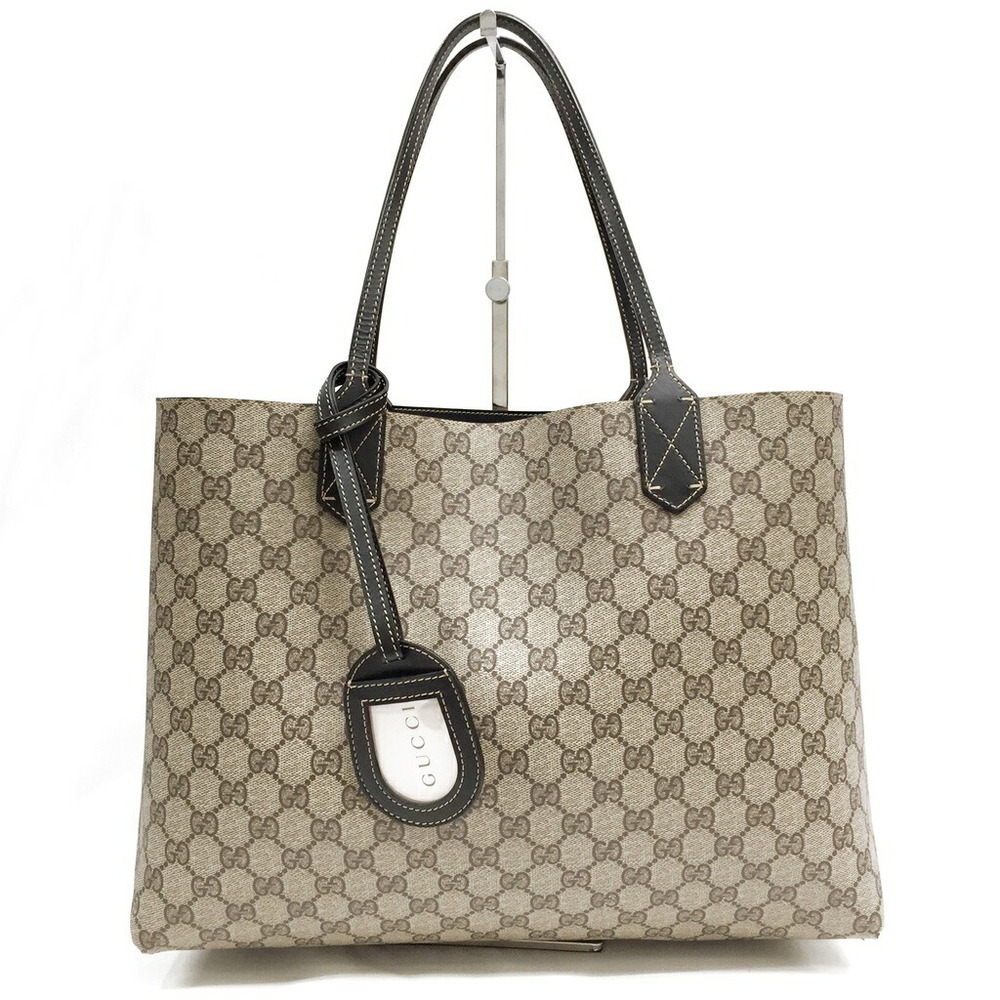 Gucci Reversible Tote Bag Shoulder Handbag GG Black Supreme